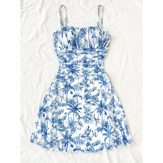 Damen Sommerliches Minikleid mit floralem Muster und Trägerdetails R&B