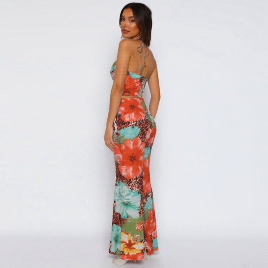 Damen Maxikleid mit aufregendem Blumen- und Tiermotiv R&B