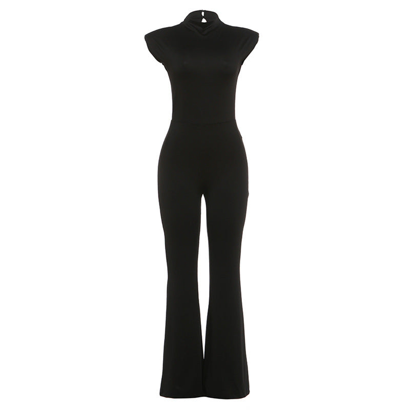 Damen Eleganter Jumpsuit im figurbetonten Schnitt mit hohem Kragen R&B