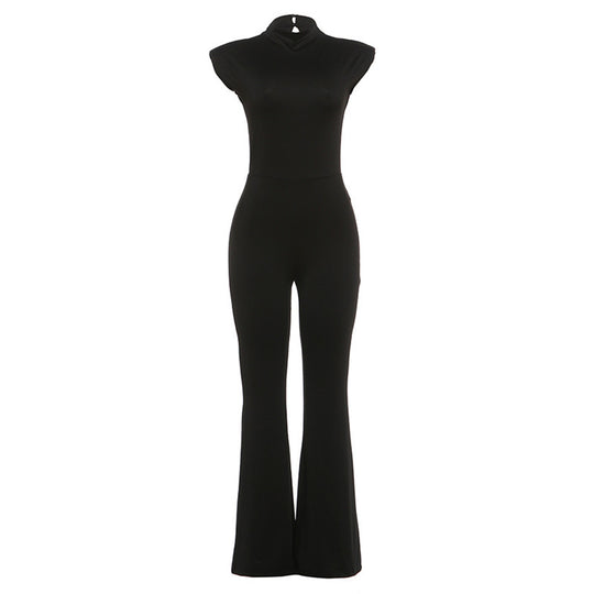 Damen Eleganter Jumpsuit im figurbetonten Schnitt mit hohem Kragen R&B