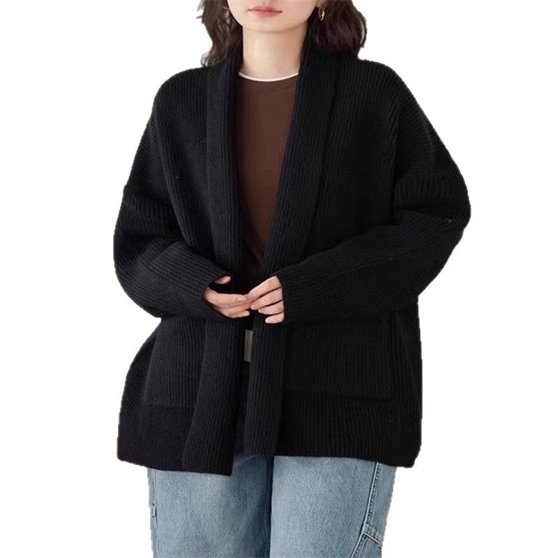 Damen Weicher Strickcardigan mit Rundhalsausschnitt und lässigem Schnitt R&B