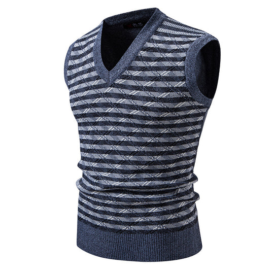 Herren ärmellose Strickjacke mit modernem Zopfmuster R&B