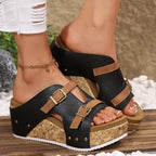 Damen Wedge-Pantoletten mit modischen Riemchen und komfortablem Fußbett R&B