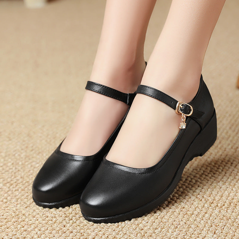 Damen Mary Jane Schuhe mit bequemem Blockabsatz und verstellbarem Riemen R&B