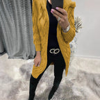 Damen Grobstrick-Cardigan mit Kapuze und Zopfmuster R&B