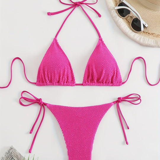 Damen Triangel-Bikini-Set mit verstellbaren Bindebändern R&B