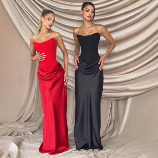 Damen Hochwertiges Abendkleid mit elegantem Bustier-Oberteil und drapiertem Rock R&B