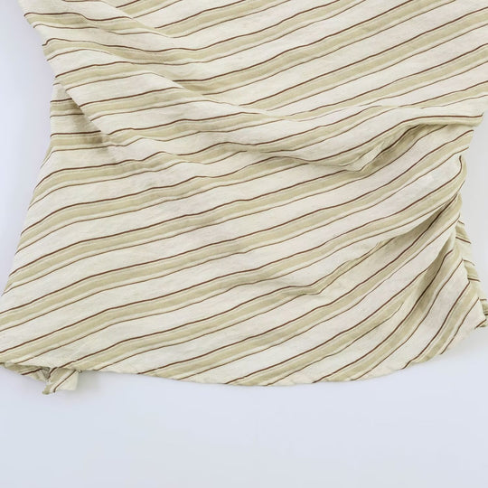 Damen asymmetrisches Oberteil mit eleganter Bindegurtdetail und feinen Streifen R&B