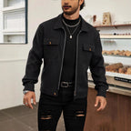 Herren nan CPO-inspiriertes Overshirt-Jacke mit aufgesetzten Brusttaschen und Reißverschluss R&B
