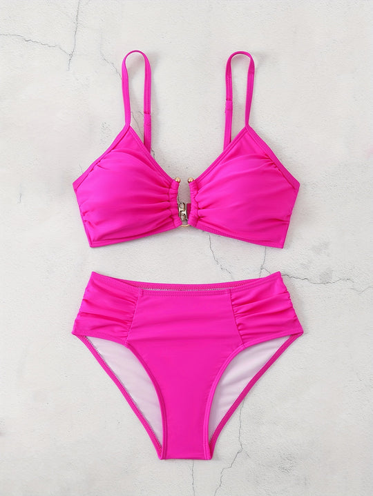Damen Hochtailliertes Bikini-Set mit raffiniertem Rüschendesign R&B