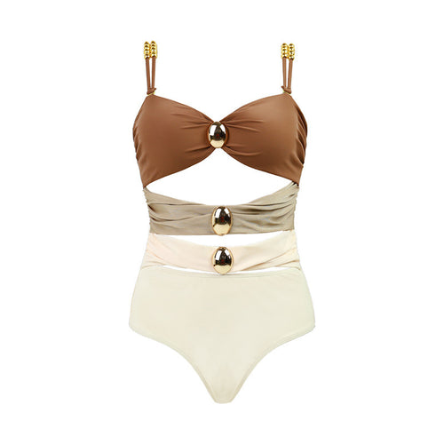 Damen Hochtaillierter Einteiler mit modischen Cut-Outs R&B