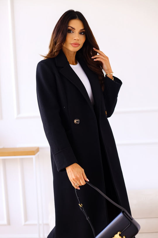 Damen Eleganter Wollmantel mit klassischem Revers und zeitlosem Design R&B