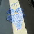 Damen Blumenmuster Bikini-Set mit verstellbaren Trägern R&B