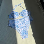 Damen Blumenmuster Bikini-Set mit verstellbaren Trägern R&B