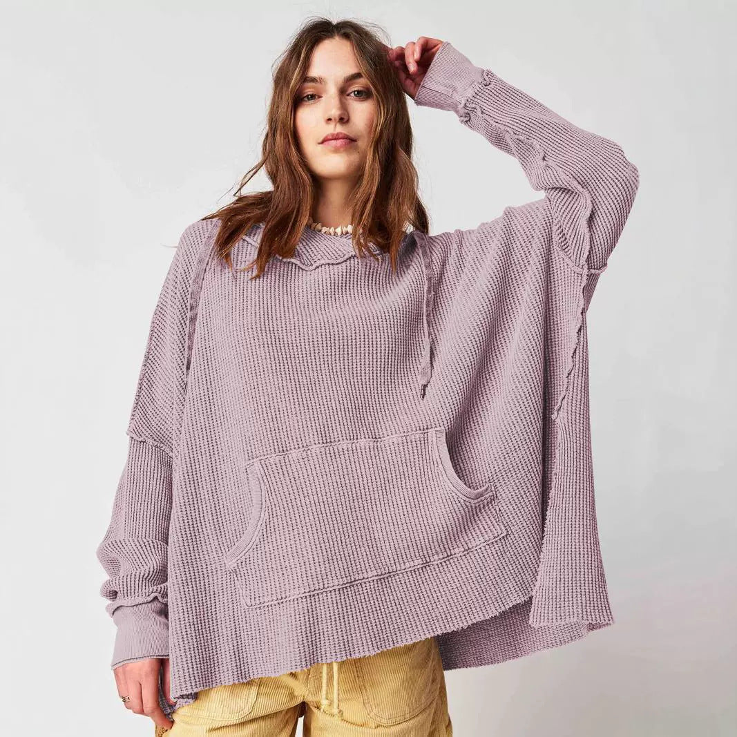 Damen Lässiger Hoodie mit strukturiertem Design und praktischer Kängurutasche R&B