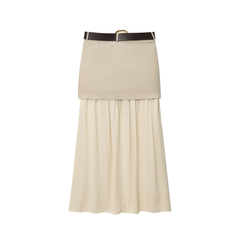 Damen Maxi-Rock mit Taillengürtel und Faltenwurf R&B