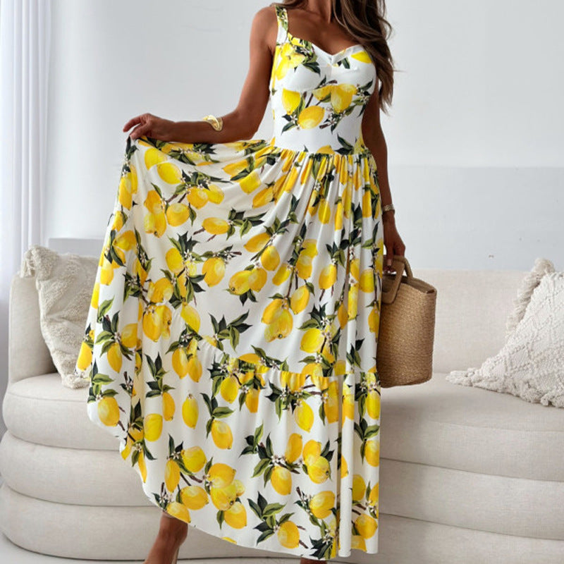Damen Sommerkleid mit Romantischem Zitronenprint R&B