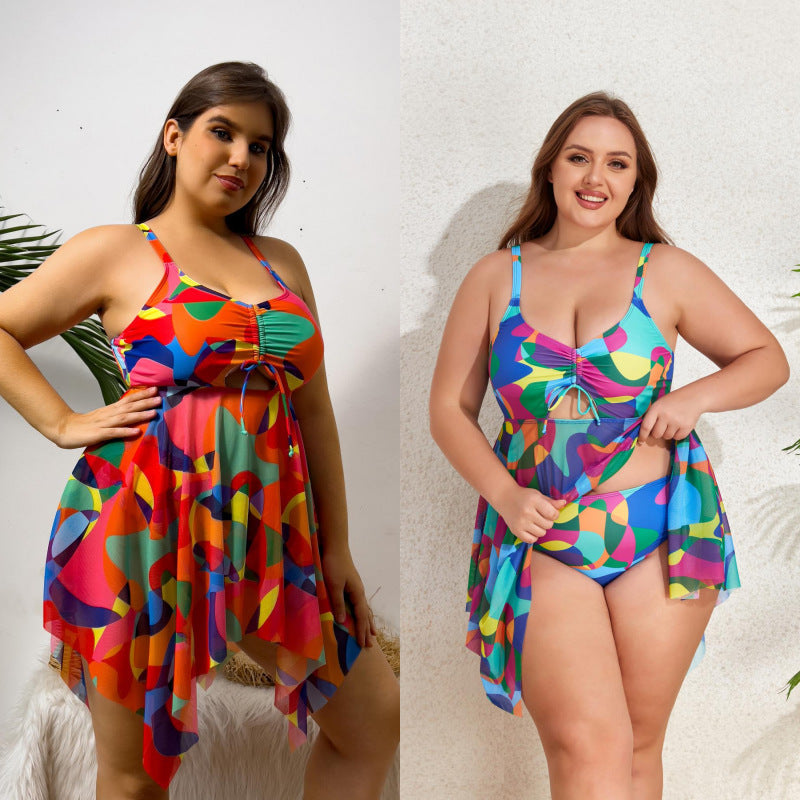 Damen Bikiniset mit fließendem Wickeldesign und modischem Mustermix R&B
