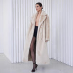 Damen Eleganter, gefütterter Wintermantel mit breitem Revers R&B