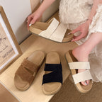 Damen Komfortable Wedgesandalen mit doppeltem Riemen und leichtem Fußbett EB