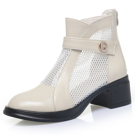 Damen modische Stiefeletten mit stylishem Netzbesatz R&B