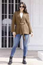 Damen eleganter Strickcardigan mit Gürtel und weichem Material
