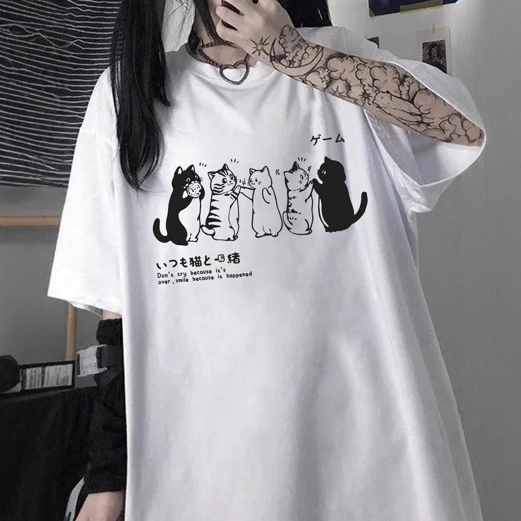 Damen T-Shirt mit künstlerischem Totenkopf-Motiv und lässigem Schnitt R&B