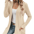 Damen Strickjacke mit langen Ärmeln und seitlichen Taschen R&B