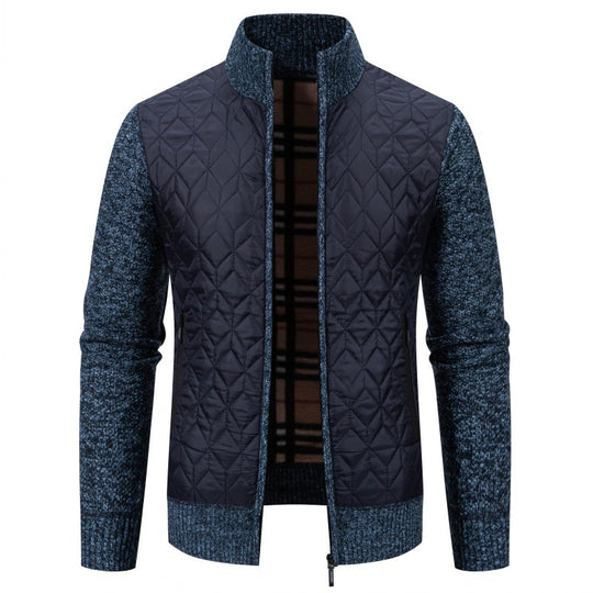 Herren Steppjacke mit hohem Kragen und eleganter Strickästhetik R&B