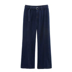 Damen weit geschnittene Jeanshose mit Bindegürtel und eleganter Silhouette R&B