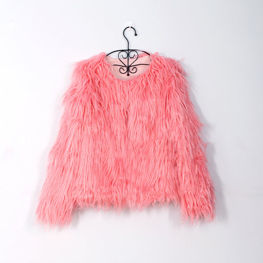 Damen Flauschige Kunstfell-Jacke mit lässigem Schnitt und weichem Innenfutter R&B