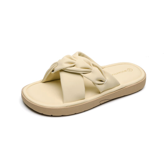 Damen Knöchelfreie Slidesandalen mit geflochtenem Riemendesign R&B