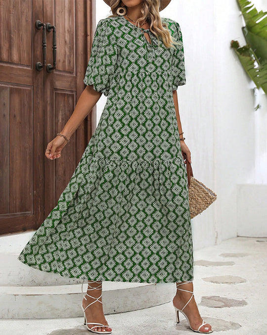 Damen Freizeit Maxikleid mit einzigartigem Mustermix Heidi-Mode