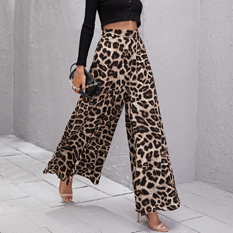 Damen Weitbeinige Hose im trendigen Leopardenmuster