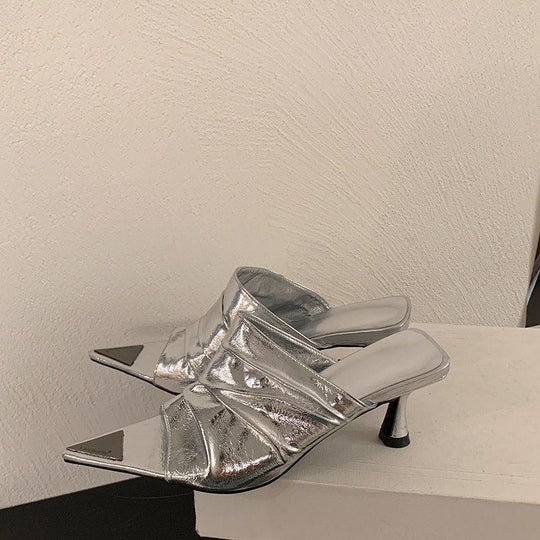 Damen offene Mules mit elegantem Rüschendesign R&B