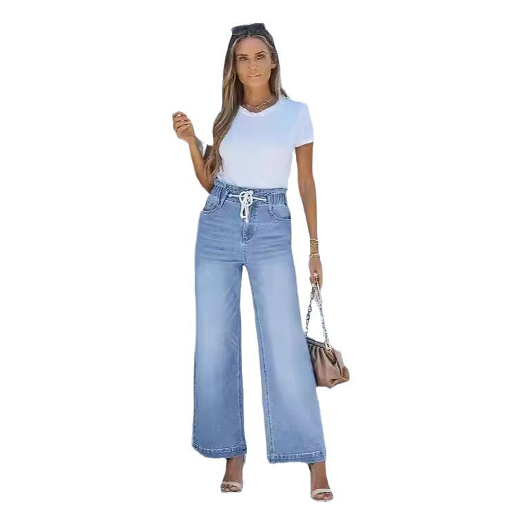 Damen Hochgeschnittene Jeans mit weitem Bein R&B