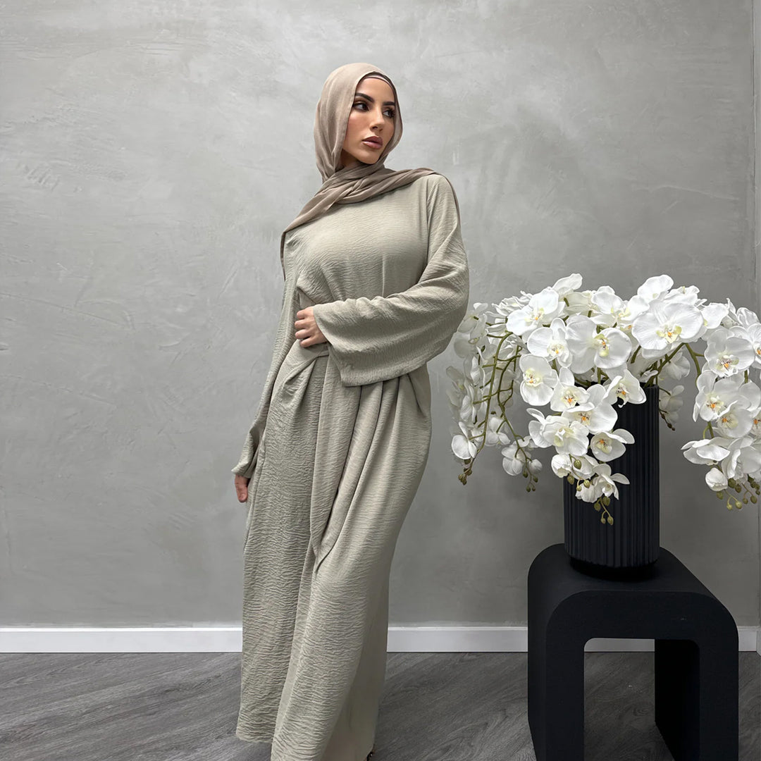 Damen Modisches Maxikleid aus fließendem Stoff mit weiten Ärmeln R&B
