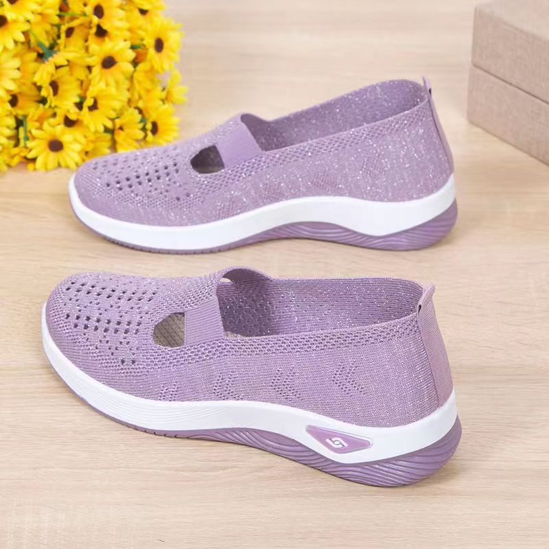 Damen Slip-On Sneakers mit atmungsaktivem Strick-Obermaterial und flexibler Sohle R&B