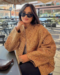 R&B | Gold Pailletten Stehkragenjacke