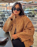 R&B | Gold Pailletten Stehkragenjacke