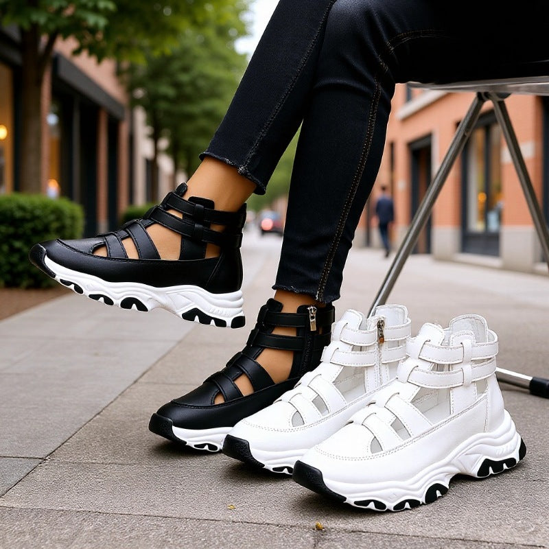 Damen Sportliche Schnür-Sneaker im modernen Cut-Out-Design R&B