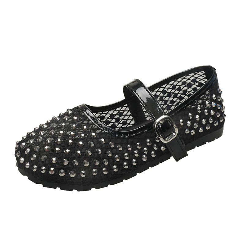 Damen Ballerinas mit geschlitzten Riemen und dekorativen Schleifen R&B