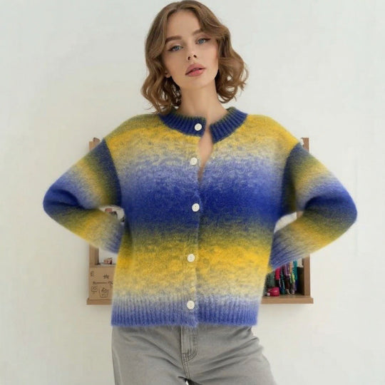 Damen Strickjacke mit knopfbarem Design und luxuriöser Maschenstruktur R&B