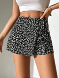 Damen Modische Shorts mit Blumendruck und elastischem Bund EB