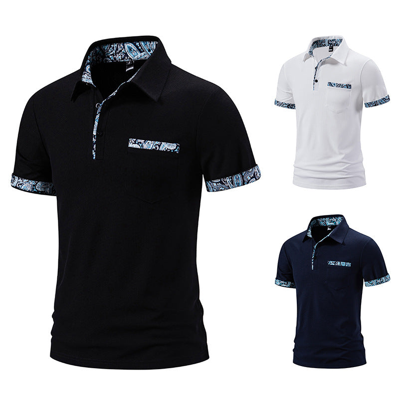 Herren Poloshirt mit kontrastierendem Kragen und praktischer Brusttasche