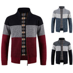 Herren Strickjacke mit modernem Farbblockdesign und kuscheligem Innenfutter R&B
