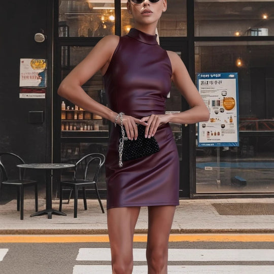 Damen Figurbetontes Nacken-Kleid im minimalistischen Look R&B