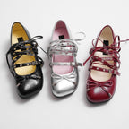 Damen Ballerinas mit modischem Riemchen-Design und Glanz-Finish R&B