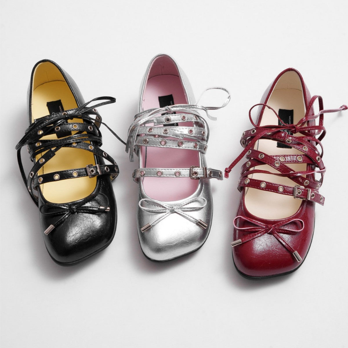 Damen Ballerinas mit modischem Riemchen-Design und Glanz-Finish R&B