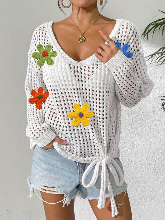 Damen Häkeloberteil mit Blumenapplikationen R&B